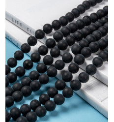 8mm - agate noire mat - Chapelet pierre