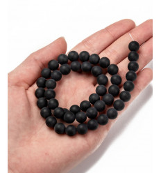 8mm - agate noire mat - Chapelet pierre