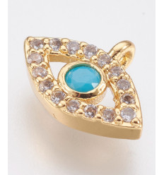 Pendentif oeil en zircon centre turquoise