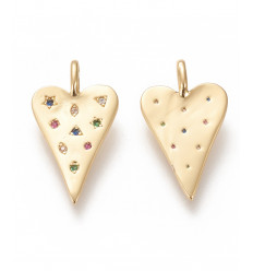 Pendentif coeur avec zircons colorés