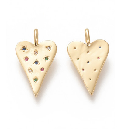 Pendentif coeur avec zircons colorés
