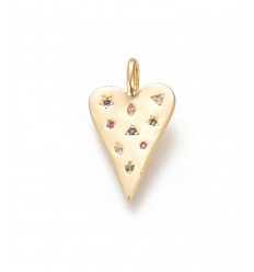 Pendentif coeur avec zircons colorés