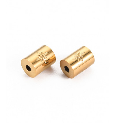 Perle tube acier chirurgical avec gravure étoile