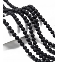 6mm - agate noire mat - Chapelet pierre