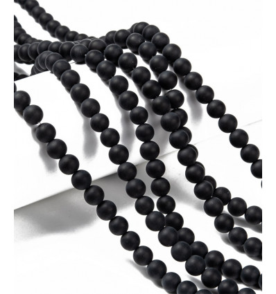 6mm - agate noire mat - Chapelet pierre
