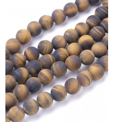 8mm - oeil de tigre mat - Chapelet pierre