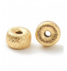 6x4mm - Perle brossée dorée à l'or fin 18k