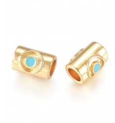 9.5x6.5mm - Perle tube avec rond émaillé