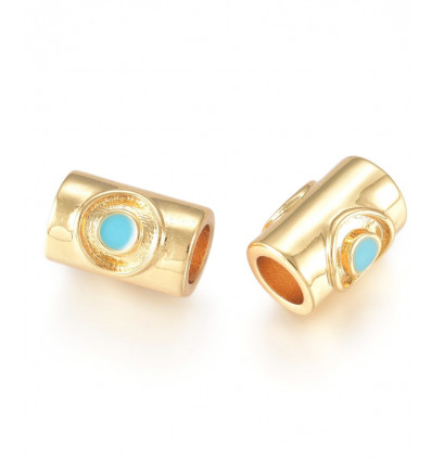 9.5x6.5mm - Perle tube avec rond émaillé