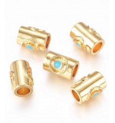 9.5x6.5mm - Perle tube avec rond émaillé