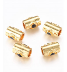 9.5x6.5mm - Perle tube avec rond émaillé