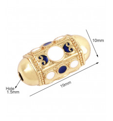 Pendentif mantra arrondi avec émaillage bleu et blanc