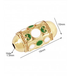 Pendentif mantra arrondi avec émaillage bleu et blanc