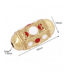 Pendentif mantra arrondi avec émaillage rouge et blanc