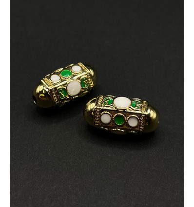 Pendentif mantra arrondi avec émaillage bleu et blanc