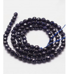 6mm - Chapelet pierre - gold stone bleu synthétique