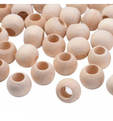20mm - Perles en bois à gros trou
