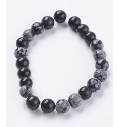 8mm - obsidienne flocon - Chapelet pierre
