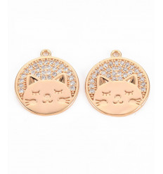 Pendentif rond chat gravé