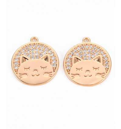 Pendentif rond chat gravé