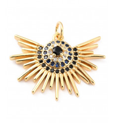 Pendentif soleil + zircon noir