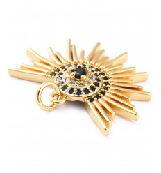 Pendentif soleil + zircon noir