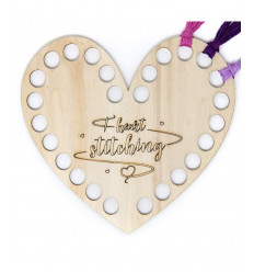 Range fils à broder en bois - forme de coeur
