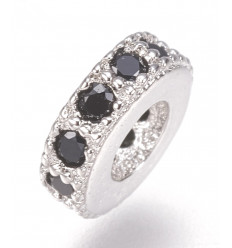 6X2mm - intercalaires argentées avec zircons