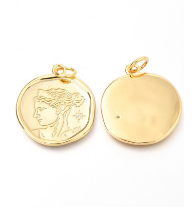 Pendentif médaille visage gravé