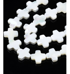 12x12mm - Perle croix en nacre