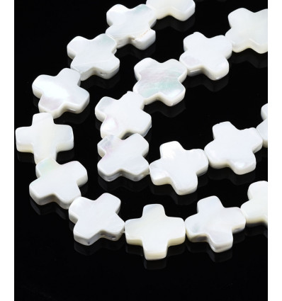 12x12mm - Perle croix en nacre