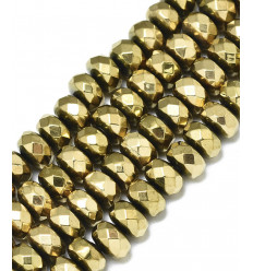 6x4mm - chapelet hématite synthétique dorée à l'or fin