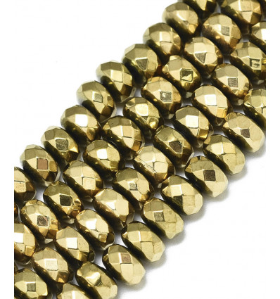 6x4mm - chapelet hématite synthétique dorée à l'or fin