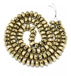 6x4mm - chapelet hématite synthétique dorée à l'or fin