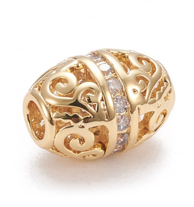 Perle ovale incrustée de zircon