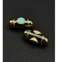 Pendentif Gros mantra arrondi avec émaillage ovale bleu ciel