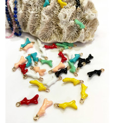 Pendentif petit corail émaillé