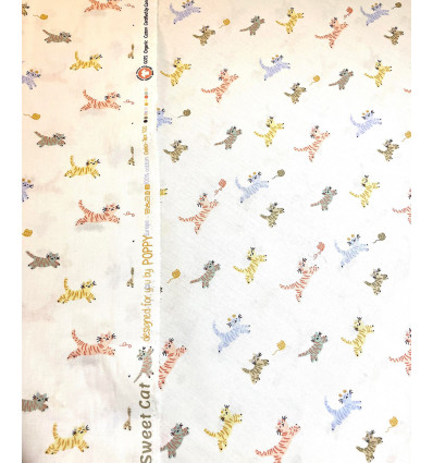 Tissu bio. "Sweet Cat" - Designed by Poppy