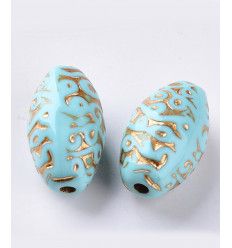 Perles en acrylique turquoise/or