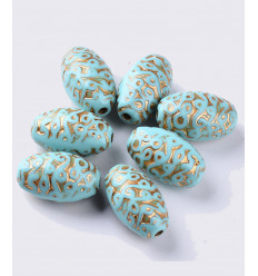 Perles en acrylique turquoise/or