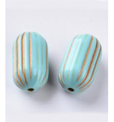 Perles en acrylique turquoise/or