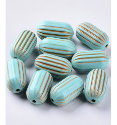 Perles en acrylique turquoise/or