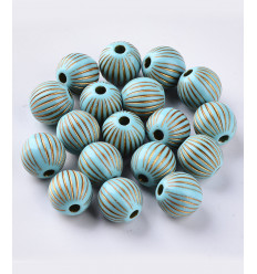 Perles en acrylique turquoise/or