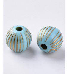 Perles en acrylique turquoise/or