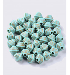 Perles en acrylique turquoise/or