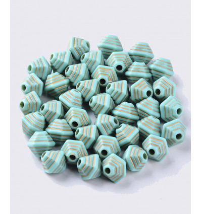 Perles en acrylique turquoise/or