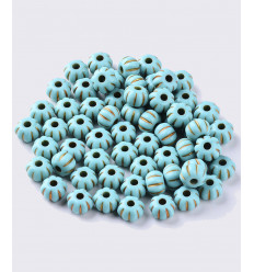 Perles en acrylique turquoise/or