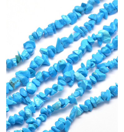 Chapelet pierre chips - turquoise synthétique