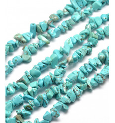 Chapelet pierre chips - turquoise synthétique