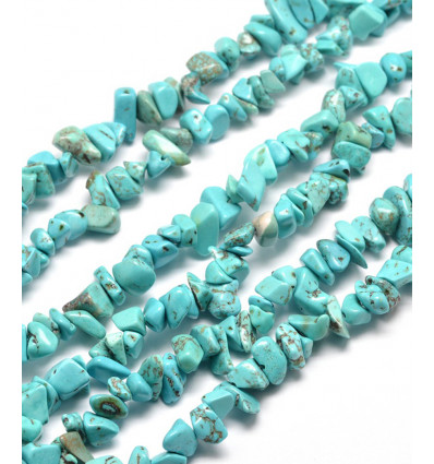 Chapelet pierre chips - turquoise synthétique
